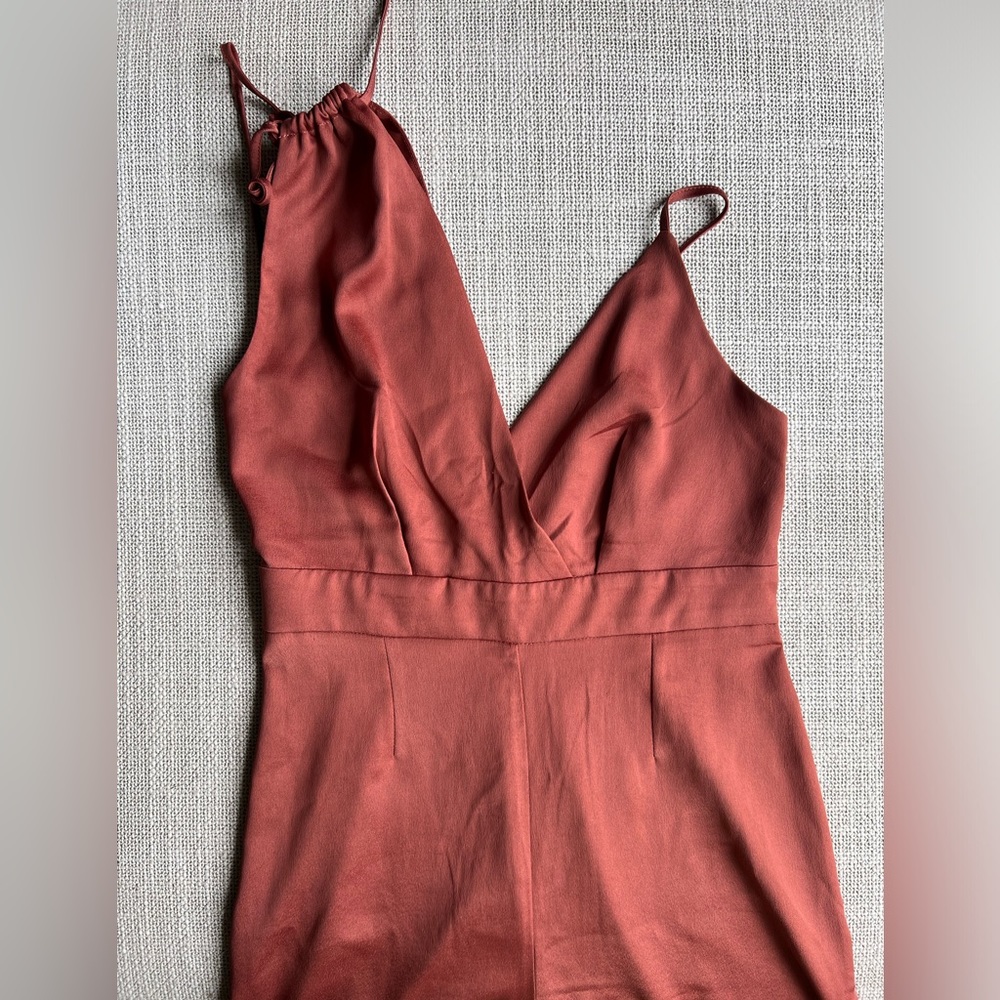 Lulu's Pink Jumpsuit with Spaghetti Straps and V-Neckline